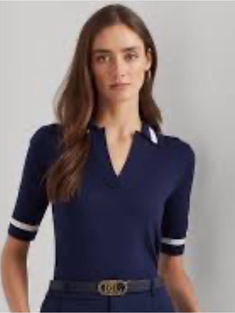 Lauren Ralph Lauren Silk Blend Navy Short Sleeve Sweater